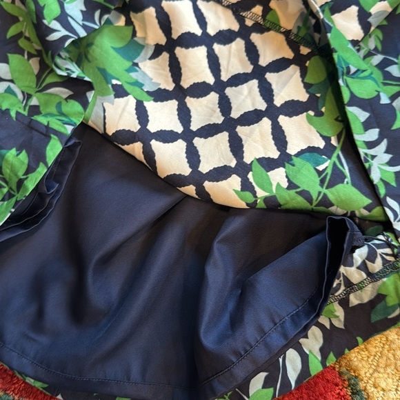 BODEN Floral Lattice Silk Blend Eliza Mini Dress Sz 10 Blue Green 3/4 Sleeve - Picture 12 of 12